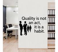 WANGSHUAIS Decalcomania da parete con scritta, per ufficio o sala riunioni, citazione motivazionale Quality is a Habit, impermeabile, rimovibile, in vinile, 81 x 57 cm