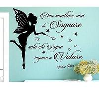 WANGSHUAIS-Flying Dreams - Adesivo da Parete in Vinile con Citazioni di Peter Pan per la Camera dei Bambini, la Camera da Letto o la Decorazione dello Studio Adesivo da Parete Rimovibile 83x100 cm