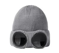 WANGSHUO Cappello Occhiali Unisex Maglia Cappello, Caldo Capello Cranio Manchettato con Lente Rotonda, Invernale Streetwear Steampunk per Uomini Donne