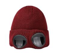 WANGSHUO Cappello Occhiali Unisex Maglia Cappello, Caldo Capello Cranio Manchettato con Lente Rotonda, Invernale Streetwear Steampunk per Uomini Donne