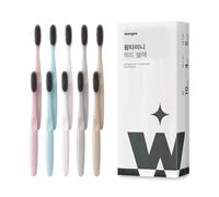 WANGTA Mini Black - Spazzolino da denti con infuso di carbone duro, testa da 3,5 cm, 3.200 setole per soppressione batterica e pulizia solida, prodotto in Corea per l'igiene orale premium (confezione