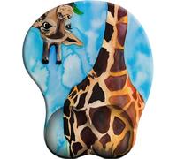 WANGWANGMIAO 3D Tappetino Mouse Ergonomico con Supporto per Il Polso, Tappetino per Mouse in Schiuma di memoria Confortevole, Tappetino Mouse Gaming Resistente -animale giraffa acquerello