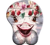 WANGWANGMIAO 3D Tappetino per mouse con poggiapolsi ergonomico, in memory foam, antiscivolo, per computer e ufficio -Il sorriso dello struzzo una corona