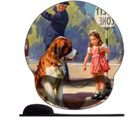 WANGWANGMIAO 3D Tappetino per mouse con poggiapolsi ergonomico, in memory foam, antiscivolo, per computer e ufficio -Bovaro bernese e ragazza