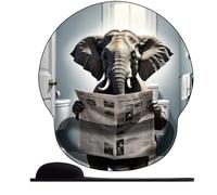 WANGWANGMIAO 3D Tappetino per mouse con poggiapolsi ergonomico, in memory foam, antiscivolo, per computer e ufficio -Il gigante del giornale che legge il bagno