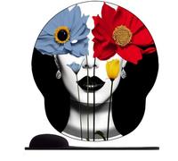 WANGWANGMIAO 3D Tappetino per mouse con poggiapolsi, tappetino per mouse da gioco, ergonomico, in memory foam, antiscivolo, per computer e ufficio，Il silenzio del fiore