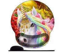 WANGWANGMIAO 3D Tappetino per mouse per poggiapolsi per mouse da gioco, tappetino per mouse con supporto per il polso, ergonomico, per lavorare al computer e giocare ，foresta di unicorni