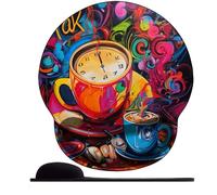 WANGWANGMIAO 3D Tappetino poggiapolsi per mouse da gioco, tappetino per mouse con supporto per il polso, tappetino per mouse ergonomico e antiscivolo, per computer ，Rapsodia del caffè del tempo