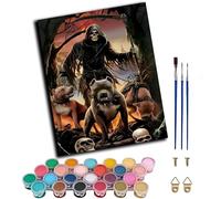 WANGWANGMIAO Dipingere con i numeri per adulti principianti, morte e cerberus pittura con i numeri kit su tela, pittura a olio fai da te colori acrilici, decorazione da parete per la casa, 40 x 50 cm