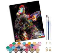 WANGWANGMIAO Dipingi con i numeri per adulti Bulldog francese nero, kit per dipingere con i numeri, per principianti, pittura a olio colorata, arte artigianale per la decorazione della parete della