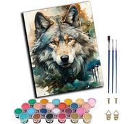 WANGWANGMIAO Dipingi con i numeri per adulti con lupo in legno, pittura con i numeri, kit di tela per adulti, pittura ad olio fai da te per rilassarsi e alleviare lo stress, decorazione per la casa