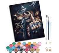 WANGWANGMIAO Dipingi con i numeri per adulti con teschio da cowboy morte, kit per dipingere con i numeri, per principianti, pittura a olio colorata, arte artigianale per la decorazione della parete