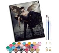 WANGWANGMIAO Dipingi con i numeri per adulti Coppia di ali d'angelo nere, pittura con i numeri, kit di tela per adulti, pittura ad olio fai da te per rilassarsi e alleviare lo stress, decorazione per