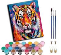 WANGWANGMIAO Dipingi con i numeri per adulti, ritratto di animali tigre, kit per dipingere con i numeri, per principianti, pittura a olio colorata, arte artigianale per la decorazione della parete