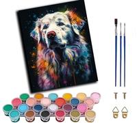 WANGWANGMIAO Dipingi con i numeri, per adulti, ritratto di cane bianco Golden Retriever dipinto con i numeri, kit fai da te per rilassarti e alleviare lo stress, decorazione per la casa, regalo, 40,6