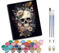 WANGWANGMIAO Dipingi con i numeri per adulti Teschio Bloom, Dipingere con i numeri, Kit fai da te per rilassarsi e alleviare lo stress, regalo per la casa, 40,6 x 50,8 cm, senza cornice