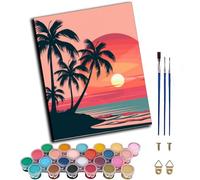 WANGWANGMIAO Dipingi con i numeri per adulti, tramonto al bosco di cocco, pittura con i numeri, kit fai da te per adulti per rilassarti e alleviare lo stress, regalo per la casa, 40,6 x 50,8 cm, senza