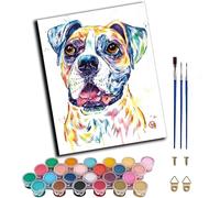 WANGWANGMIAO Kit per dipingere con i numeri, per adulti, ad acquerello, bulldog francese, cane, animale, pittura fai da te con numeri, tela di lino, regali per la decorazione della casa, senza cornice