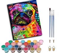 WANGWANGMIAO Kit per dipingere con i numeri, per adulti, scarabocchiare ad acquerello, animale domestico, cane, pittura fai da te con pennelli e pigmento acrilico, 40,6 x 50,8 cm, decorazioni per la