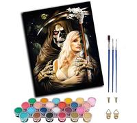 WANGWANGMIAO Kit per pittura a olio fai da te con i numeri, per adulti, motivo: coppia di scheletri, ragazza morte, 00-40 x 50 cm, tela di lino con i numeri, kit fai da te, regalo per rilassarsi e