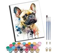 WANGWANGMIAO Pittura fai da te con i numeri, per adulti, ad acquerello, bulldog francese, kit per pittura a olio, pittura artistica, pigmento acrilico, disegno regalo per la casa, 40,6 x 50,8 cm