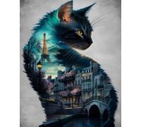 WANGXIAO Dipingere con i numeri per adulti, kit regalo fai da te per pittura a olio, 40,6 x 50,8 cm, dipinto a mano, decorazione per la casa, gatto nero di Parigi, senza cornice