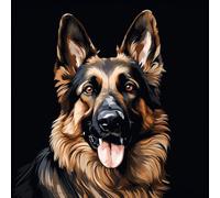 WANGXIAO Dipingere da numeri adulti,DIY Pittura con numeri,Kit di pittura ad olio su tela fai da te per con pennelli,Pigmento acrilico,40 x 40 cm,Ritratto di un pastore tedesco nero,Con cornice