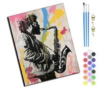 WANGXIAO Dipingi da numeri per adulti,16x20 pollici,Kit di pittura fai da te numero,Dipinto a mano Pittura a olio Regali Art,Sassofono colorato,Senza cornice
