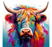WANGXIAO Dipinto per numero adulto, dipinto con numeri, kit di pittura con numeri, kit fai da te ad olio per adulti, ritratto di mucca in rilievo con graffiti colorati, con cornice