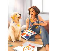 WANGXIAO Kit di pittura numero adulto, kit di pittura numerica, pittura numerica regalo per la decorazione della casa, 40 x 50 cm, bella pittore e Golden Retriever, senza cornice