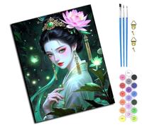 WANGXIAO Kit di pittura numero adulto,Kit di pittura numero,Pittura con numeri regalo per la decorazione della casa 40x50cm,La fantastica bellezza del loto nell'antica Cina,senza cornice