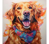WANGXIAO Kit di pittura numero adulto,Kit di pittura numerosa,Pittura con numeri regalo per la decorazione della casa 40 x 40 cm, ritratto di cane golden retriever,Con cornice