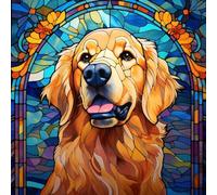 WANGXIAO Kit di pittura numero adulto,Kit di pittura numerosa,Pittura per numeri regalo per la decorazione della casa 40 x 40 cm, cane dorato retriever rosa barocco,Con cornice