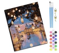 WANGXIAO Kit fai da te per pittura con i numeri, per adulti, con pennelli acrilici, per decorare le pareti della casa, 40 x 50 cm, luci notturne Venezia, senza cornice