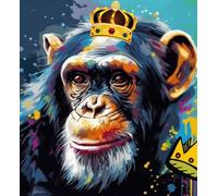 WANGXIAO Pittura dai Numeri per Adulto,Kit di pittura al numero con pennelli pittura di disegno di pigmento acrilico,tempo creativo creativo,40x40cm,Re gorilla spruzzatore di inchiostro,Con cornice