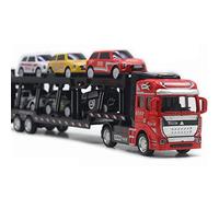 WangXLDD Auto Bisarca in Lega a Doppio Strato Piatto Grande Trattore Camion per Bambini Giocattolo Auto portante Modello Ragazzo Regalo di Compleanno (con 6 macchinine) (Red)