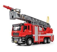 WANGXLGD Modello di camion dei pompieri con luci e suoni e scala estensibile camion per pompieri, in scala 1:32 (può spruzzare acqua)