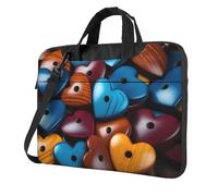 Wangxyozdp Borsa a tracolla per computer portatile con stampa a forma di cuore, con tasca per accessori, 13/14/15,6 pollici, Nero , 15.6 inch