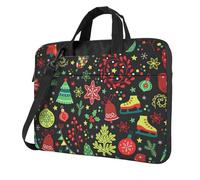 Wangxyozdp Borsa a tracolla per computer portatile con stampa albero di Natale borsa messenger borsa notebook con tasca accessori 13/14/15,6 pollici, Nero , 15.6 inch