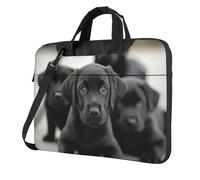 Wangxyozdp Borsa a tracolla per computer portatile con stampa di cuccioli di cane, borsa a tracolla con tasca per accessori, 13/14/15,6 pollici, Nero , 14 inch