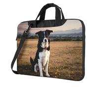Wangxyozdp Borsa a tracolla per computer portatile con stampa di cuccioli di cane, borsa a tracolla con tasca per accessori, 13/14/15,6 pollici, Nero , 15.6 inch