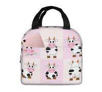 Wangxyozdp Borsa termica per il pranzo con stampa di latte di mucca per donne e uomini borsa termica con tasca frontale