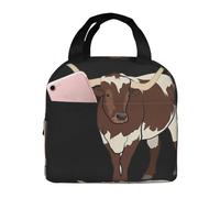 Wangxyozdp Borsa termica per il pranzo con stampa di mucca animale, per donne e uomini, borsa termica con tasca frontale