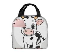 Wangxyozdp Borsa termica per il pranzo con stampa di mucca da latte in stile cartone animato per donne e uomini borsa termica con tasca frontale