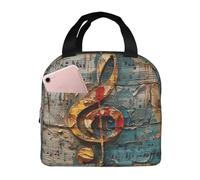 Wangxyozdp Borsa termica per il pranzo con stampa di note musicali per donne e uomini borsa termica con tasca frontale