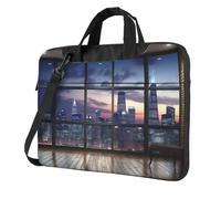 Wangxyozdp Chicago - Borsa a tracolla per computer portatile con stampa riflessa, borsa messenger con tasca per accessori, 13/14/15,6 pollici, Nero , 15.6 inch