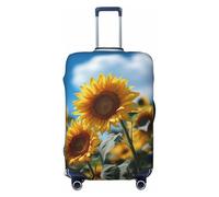 Wangxyozdp Copertura per bagagli da viaggio con stampa di campo di girasoli per bagagli da 45,7 a 81,7 cm, Nero , L