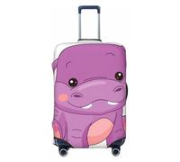 Wangxyozdp Copertura per bagagli da viaggio con stampa di ippopotamo viola con cartoni animati e protezioni per valigie da 46-81 cm, Nero , L