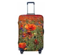 Wangxyozdp Copertura per bagagli da viaggio con stampa di papaveri e fiori, 45-81 cm, Nero , M