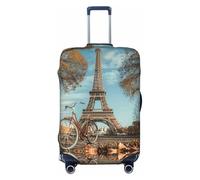 Wangxyozdp Copertura per bagagli da viaggio con stampa Torre Eiffel e bici da 45-81 cm, Nero , L